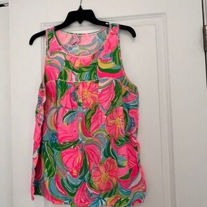 Lilly Pulitzer Pink and Green Floral Tank Top